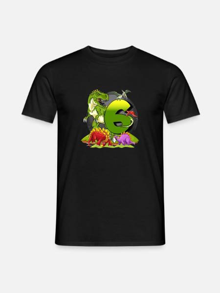 Geschenk-Dinosaurier Geburtstag 6 Jahre Junge - Männer T-Shirt - Schwarz