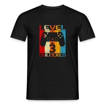Niveau 3 débloqué - T-shirt homme - noir - Devant - AI Model Male 178 light (178cm)