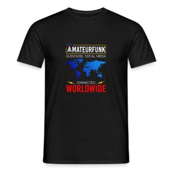 amateur radio, connected with friends worldwide - Men's T-Shirt - black - Front - AI Model Male 178 light (178cm)