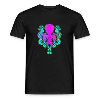 Purple blue Octopus by The Manzanita ́s - Men's T-Shirt - black - Front - AI Model Male 178 light (178cm)