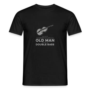 Les contrebassistes ne sous-estiment jamais un jeu de mots de vieil homme - T-shirt homme - noir - Devant - AI Model Male 178 light (178cm)