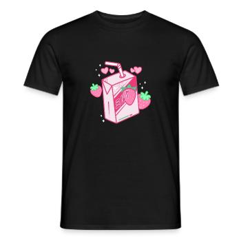Lait de fraise, japonais, kawaii, lait de fraise - T-shirt homme - noir - Devant - AI Model Male 178 light (178cm)