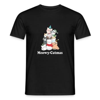 Mewoy-Catmas, Christmas, Cat, Christmas Cat - Men's T-Shirt - black - Front - AI Model Male 178 light (178cm)