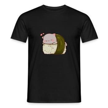Mignon Sushi Chat Japonais Drôle Kawaii Kitty Amant - T-shirt homme - noir - Devant - AI Model Male 178 light (178cm)