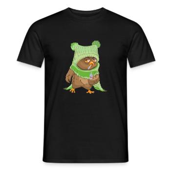 Eule, Schnupfen, Krank Nachthemd, Schlafanzug, Owl - Männer T-Shirt - Schwarz - Vorne - AI Model Male 178 light (178cm)