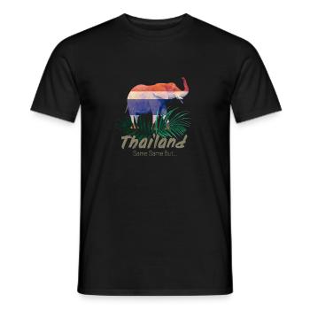 Éléphant de Thaïlande avec drapeau et cadeau jungle - T-shirt homme - noir - Devant - AI Model Male 178 light (178cm)