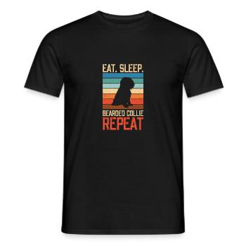 Manger Sleep Barded Collie Répéter Collie barbu - T-shirt homme - noir - Devant - AI Model Male 178 light (178cm)