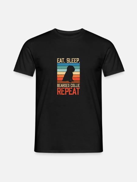 Eat Sleep Barded Collie Repeat Bearded collie - Männer T-Shirt - Schwarz