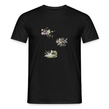 Buchfink Schwanzmeise Kohlmeise Aquarellzeichnung - Männer T-Shirt - Schwarz - Vorne - AI Model Male 178 light (178cm)