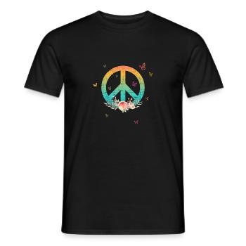 Faites la paix et non la guerre - Logo de la paix avec Rose - T-shirt homme - noir - Devant - AI Model Male 178 light (178cm)