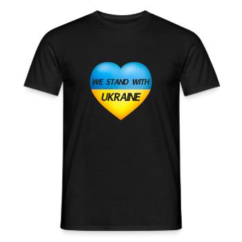 We stand with Ukraine Herz - Flagge der Ukraine - Männer T-Shirt - Schwarz - Vorne - AI Model Male 178 light (178cm)