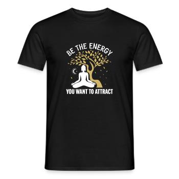 être l’énergie que vous voulez attirer le yoga, le cadeau, le médi - T-shirt homme - noir - Devant - AI Model Male 178 light (178cm)