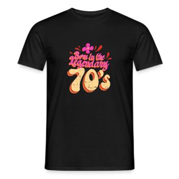 Born in the 70s 70s Retro Hippie colorful - Men's T-Shirt - black - Front - AI Model Male 178 light (178cm)