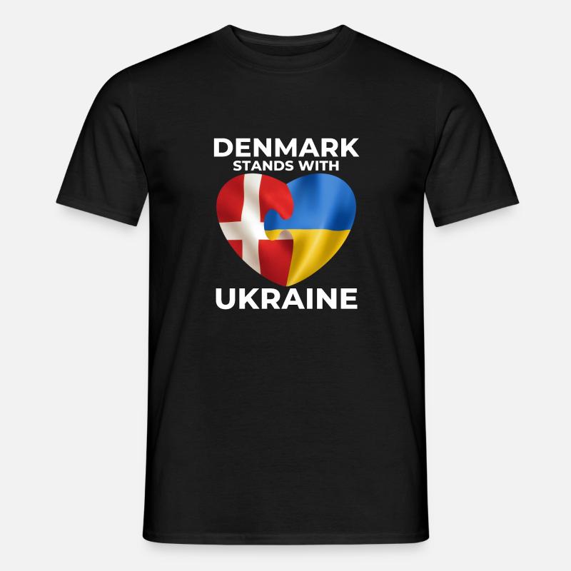 Danmark støtter Ukraine - Mænd T-shirt - sort