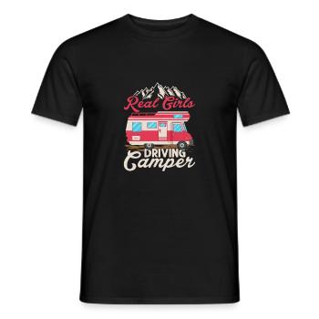 Real Girls Driving Camper Outdoor Camping - Men's T-Shirt - black - Front - AI Model Male 178 light (178cm)