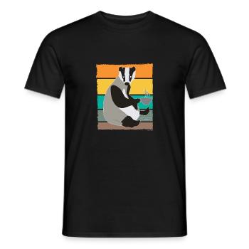 Dachs mit Heißgetränk - Männer T-Shirt - Schwarz - Vorne - AI Model Male 178 light (178cm)