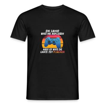Ein samir wird nie aufgeben - Männer T-Shirt - Schwarz - Vorne - AI Model Male 178 light (178cm)