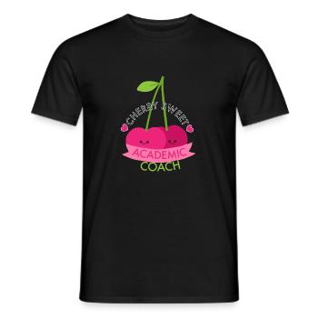Cherry sweet academic coach cute funny pun jokes - Men's T-Shirt - black - Front - AI Model Male 178 light (178cm)