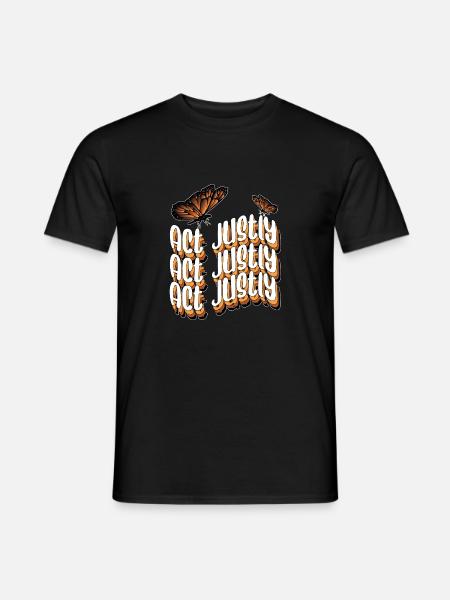 Boho Działaj Sprawiedliwie Motywacyjny Rodzaj Retro Religijny - T-shirt męski - czarny