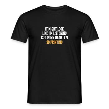 IT MIGHT LOOK LIKE I'M LISTENING BUT IN MY HEAD I' - Männer T-Shirt - Schwarz - Vorne - AI Model Male 178 light (178cm)