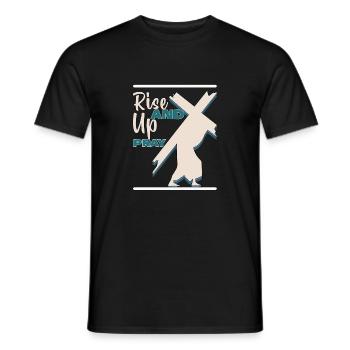 Happy Rise Up And Pray Retro Boho Religious Christ - Men's T-Shirt - black - Front - AI Model Male 178 light (178cm)