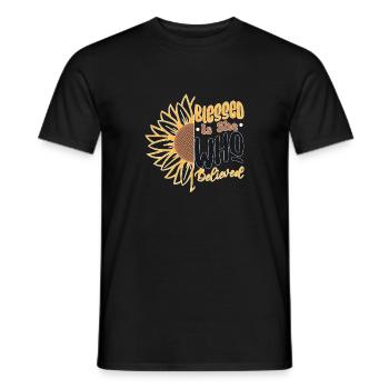 Retro Blessed Is She Who Believed Boho Religious C - Men's T-Shirt - black - Front - AI Model Male 178 light (178cm)