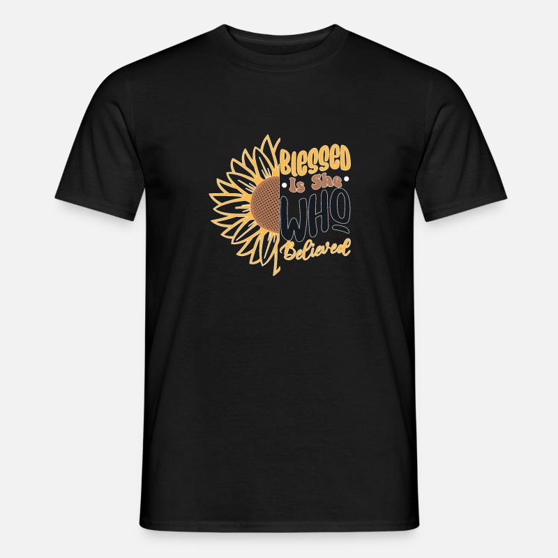 Retro Blessed Is She Who Believed Boho Religious C - Men’s T-shirt - black