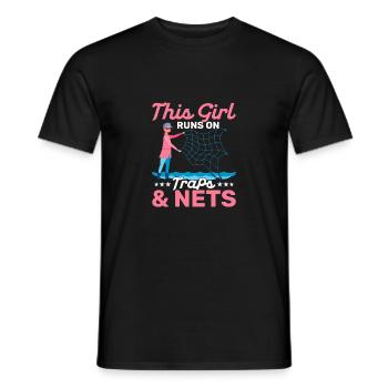 This Girl Runs on Traps & Nets Scientist Marine B - Männer T-Shirt - Schwarz - Vorne - AI Model Male 178 light (178cm)