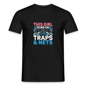 Cette fille court sur des pièges et des filets Biologie marine Sci - T-shirt homme - noir - Devant - AI Model Male 178 light (178cm)