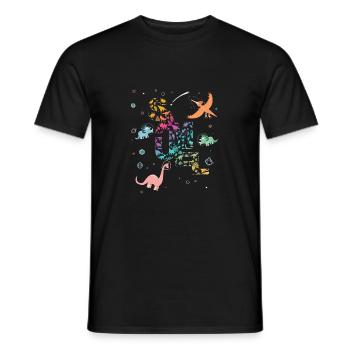 Samuel - Beautiful boy name with cute dinosaurs - Men's T-Shirt - black - Front - AI Model Male 178 light (178cm)