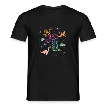 KJELL - Beautiful boy name with cute dinosaurs - Men's T-Shirt - black - Front - AI Model Male 178 light (178cm)