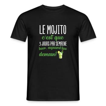 Le mojito c'est que 3 jours par semaine apéro - T-shirt homme - noir - Devant - AI Model Male 178 light (178cm)