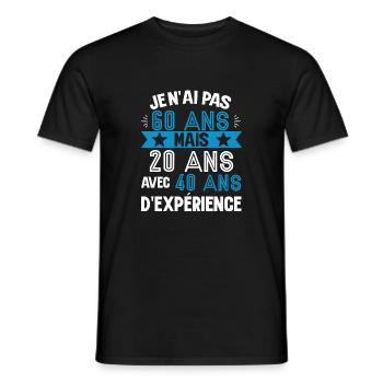 Cadeau anniversaire 60 ans rigolo homme - T-shirt homme - noir - Devant - AI Model Male 178 light (178cm)