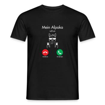 Mein Alpaka Ruft An - Lama Alpaka Telefon Anruf - Männer T-Shirt - Schwarz - Vorne - AI Model Male 178 light (178cm)