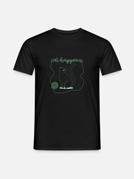 Cat Happens Green Version - Men's T-Shirt - black