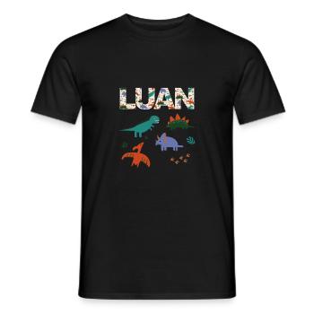 LUAN - Beautiful boy name with cute dinosaurs - Men's T-Shirt - black - Front - AI Model Male 178 light (178cm)