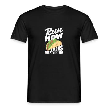 Funny Mexican Running Taco Jogging Run Now - Men's T-Shirt - black - Front - AI Model Male 178 light (178cm)