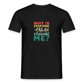 Why is everyone after me? Funny Cross - Men's T-Shirt - black - Front - AI Model Male 178 light (178cm)