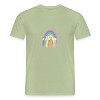 ALEXIS Rainbow Cursive - Men's T-Shirt - sage - Front - AI Model Male 178 light (178cm)