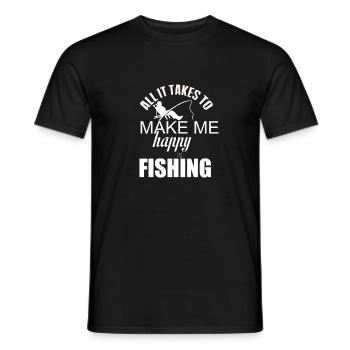 Fishing makes me happy - Männer T-Shirt - Schwarz - Vorne - AI Model Male 178 light (178cm)