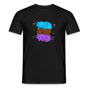 Androsexuelle Flag Axolotl Heap Kawaii - Men's T-Shirt - black - Front - AI Model Male 178 light (178cm)