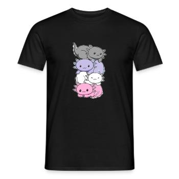 Cupiosexuelle Flagge Axolotl Haufen Kawaii - Männer T-Shirt - Schwarz - Vorne - AI Model Male 178 light (178cm)