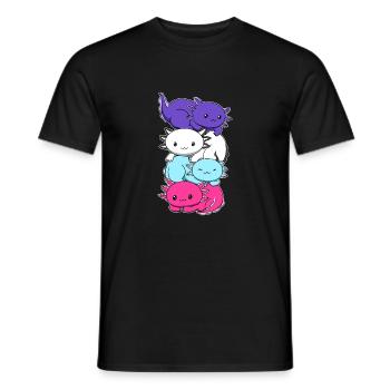 Mehrgeschlechtliche Flagge Axolotl Haufen Kawaii - Männer T-Shirt - Schwarz - Vorne - AI Model Male 178 light (178cm)