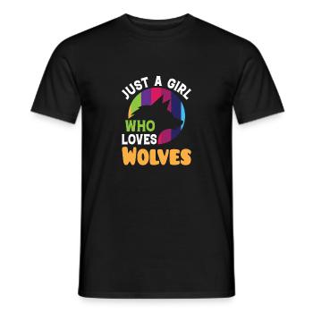 Just a Girl Who Loves Wolves Farbenfrohes Design - Männer T-Shirt - Schwarz - Vorne - AI Model Male 178 light (178cm)