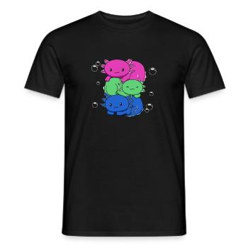 Polysexuelle Flagge Axolotl Haufen Kawaii - Männer T-Shirt - Schwarz - Vorne - AI Model Male 178 light (178cm)