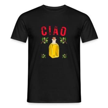 CIAO ITALIE HUILE D'OLIVE HUMOUR - T-shirt homme - noir - Devant - AI Model Male 178 light (178cm)