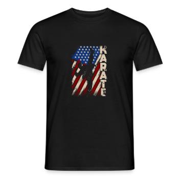 Amerikanische Flagge Karate Lustig US Kampfsport - Männer T-Shirt - Schwarz - Vorne - AI Model Male 178 light (178cm)