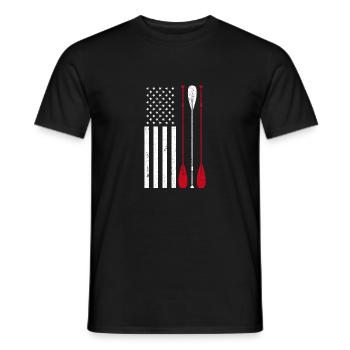 Funny Rowing Art US America Flag Coxswain Row Crew - Men's T-Shirt - black - Front - AI Model Male 178 light (178cm)