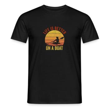 Funny Rowing Canoe Kajak Life is Better On A Boat - Men's T-Shirt - black - Front - AI Model Male 178 light (178cm)