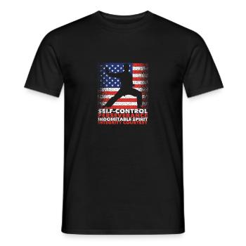 Cool drapeau américain USA Taekwondo - T-shirt homme - noir - Devant - AI Model Male 178 light (178cm)